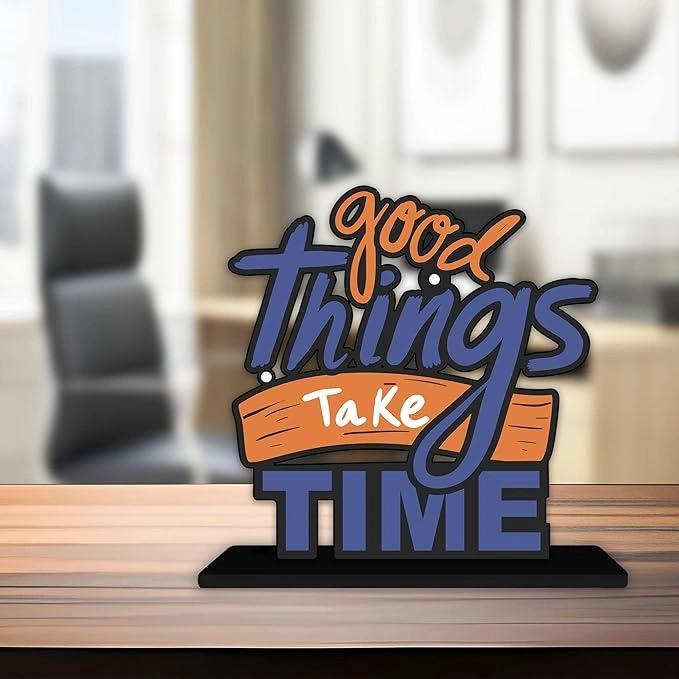 Artvibes Wooden Idols and Figurine Good Things Take Time Quotes